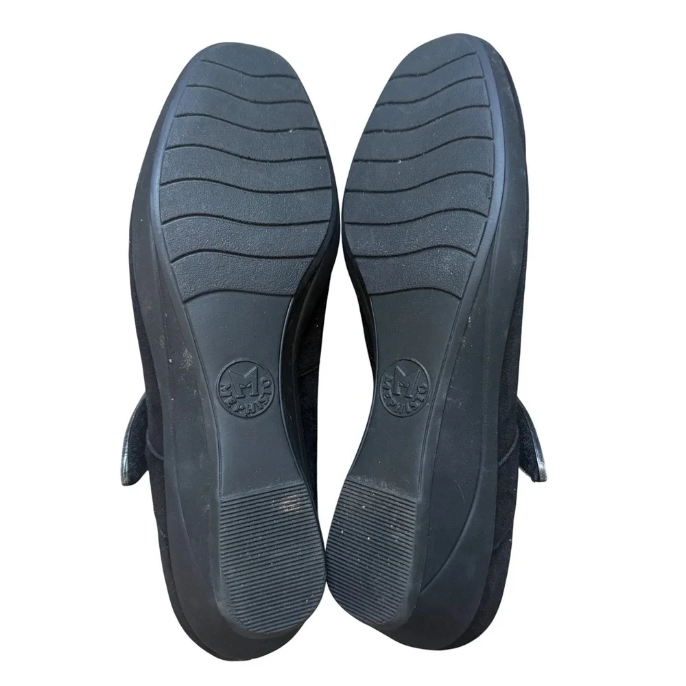 Mephisto Kimona Black Suede Mary Jane Wedge Shoes Womens Size 10